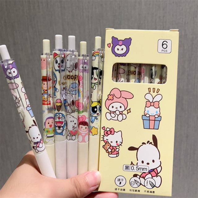 6pcs Cute Pens Kawaii Gel Pens Black Ink Aesthetic Stationery Back To  School Pen Set Office Accessories Japanese Stationery - AliExpress